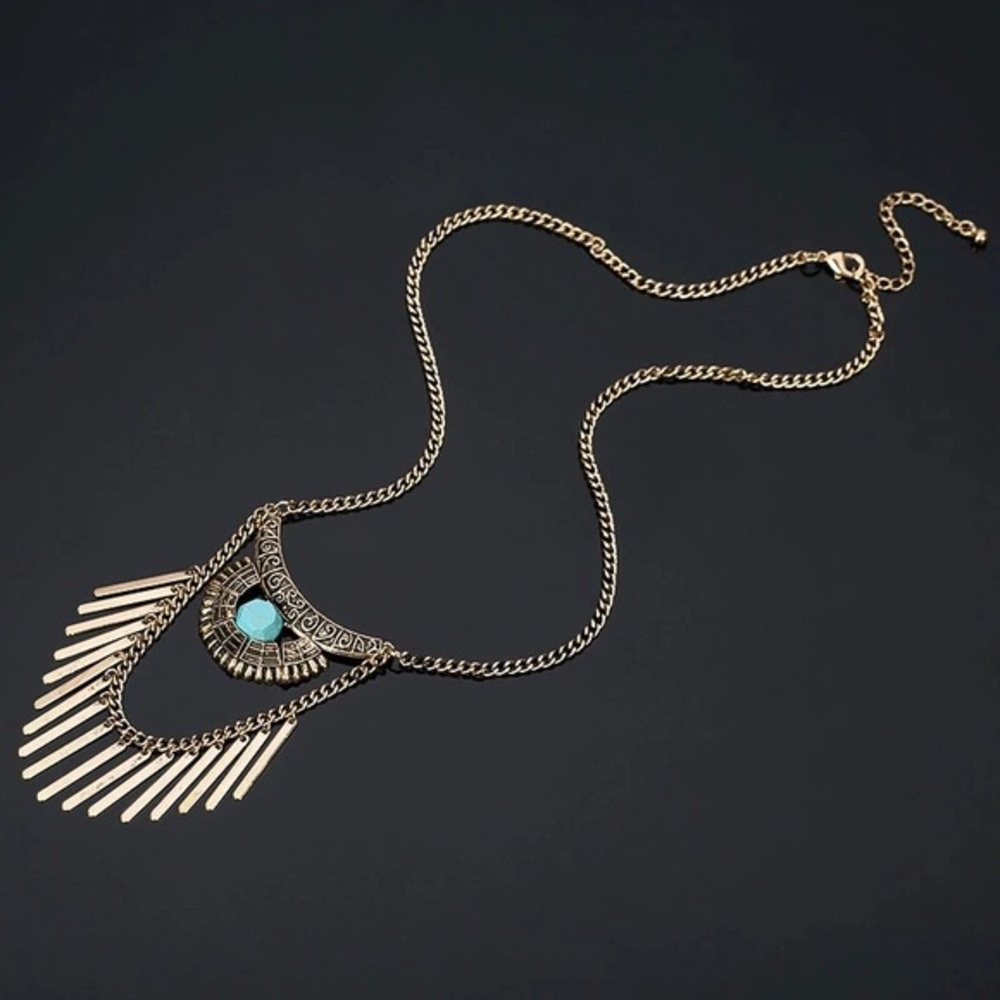 Gold Plated Statement Long Necklace - Picture 1 of 4